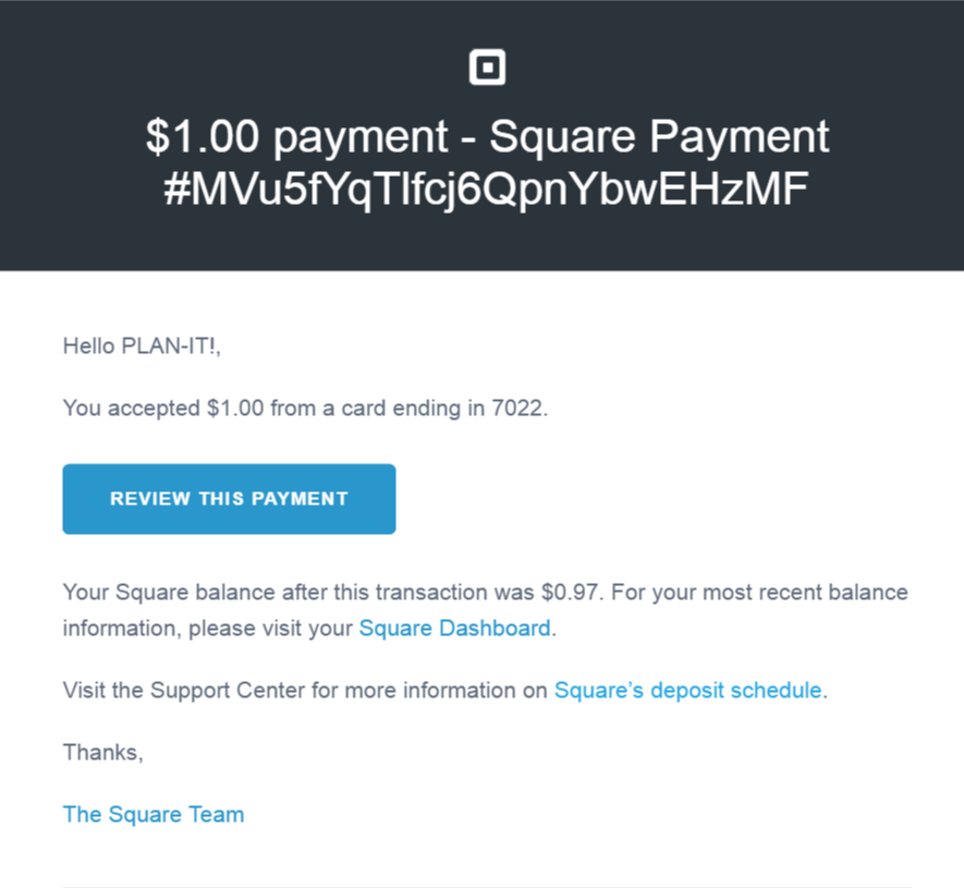 Square business receipt