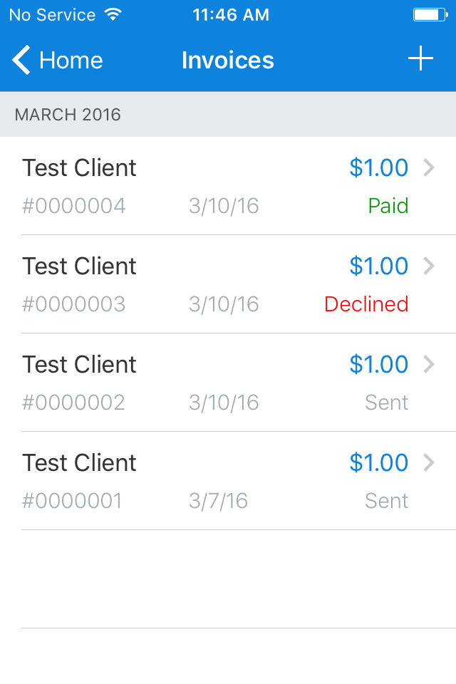 FreshBooks declined invoice