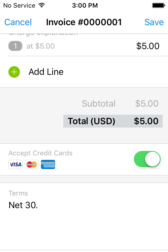 FreshBooks credit card