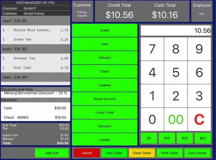 Paradise POS cash credit