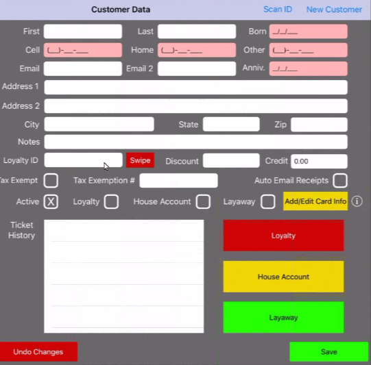 Paradise POS customer database