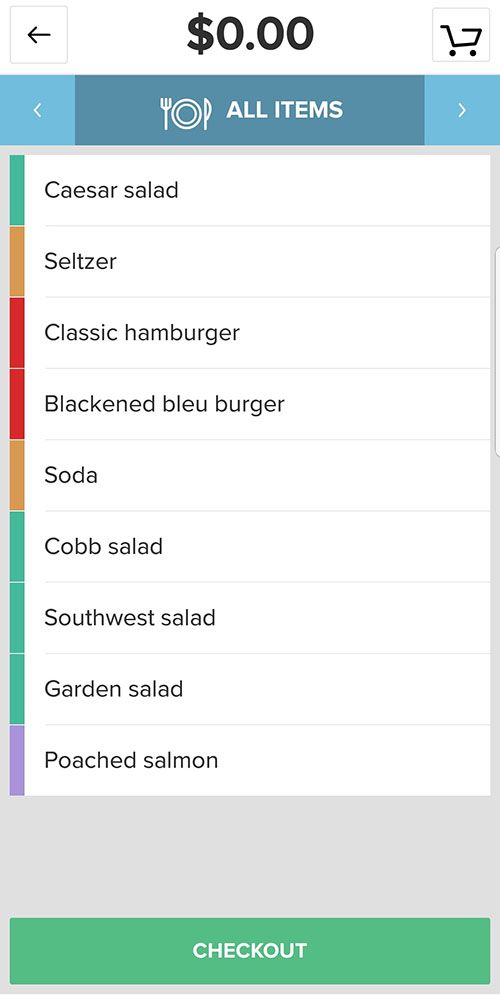 Vital Mobile all items screen