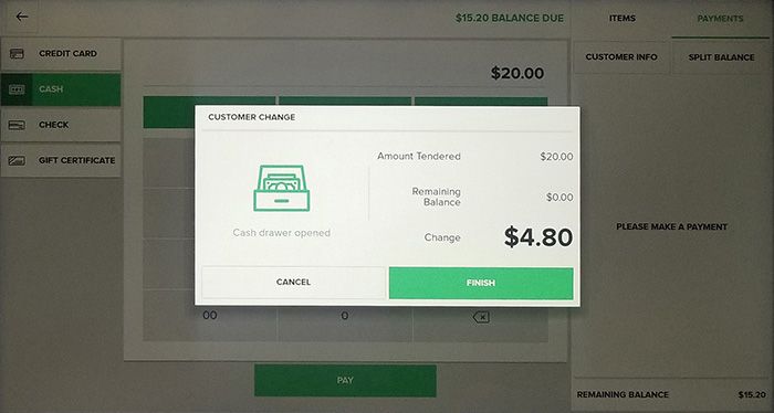 Vital POS cash transaction