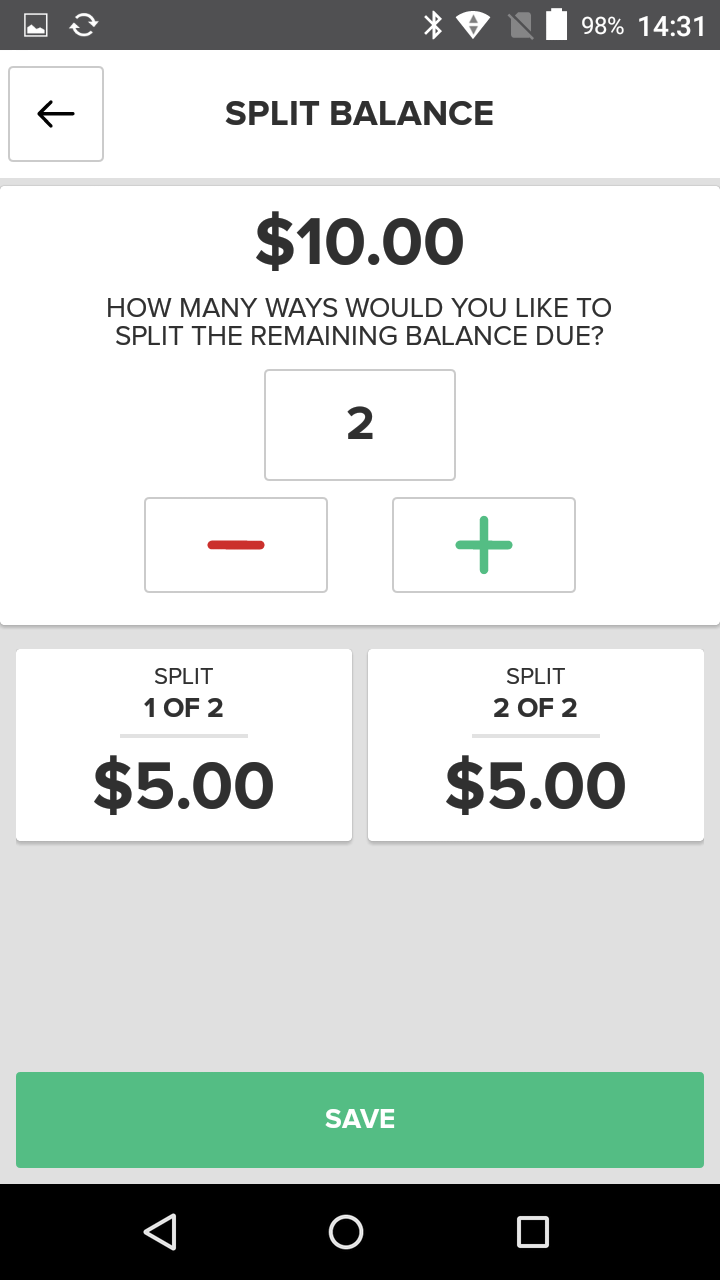 Vital X5 split balance screen