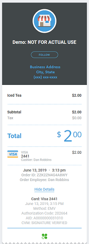 Clover online receipt