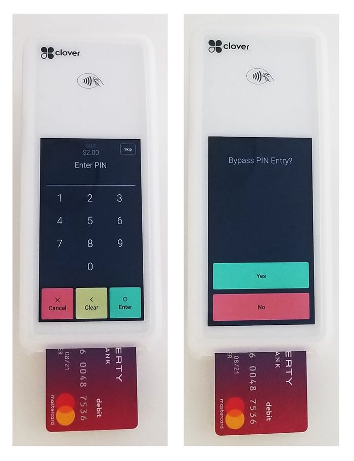 Clover Flex pin entry